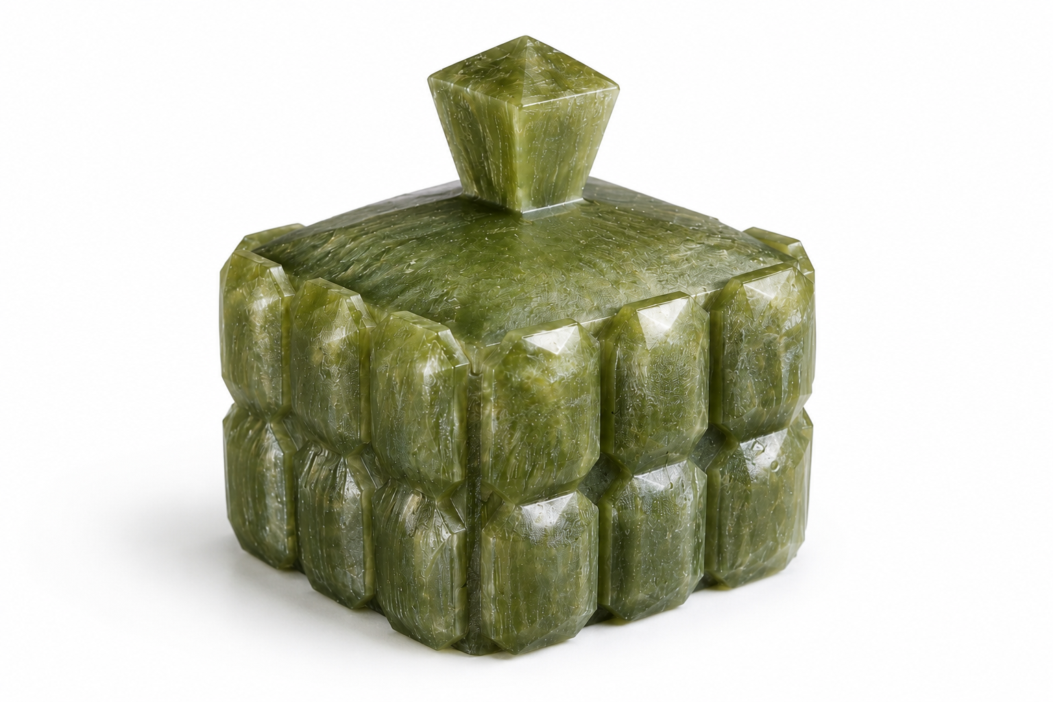 Emerald Crystal Resin Trinket Box - Lime Green